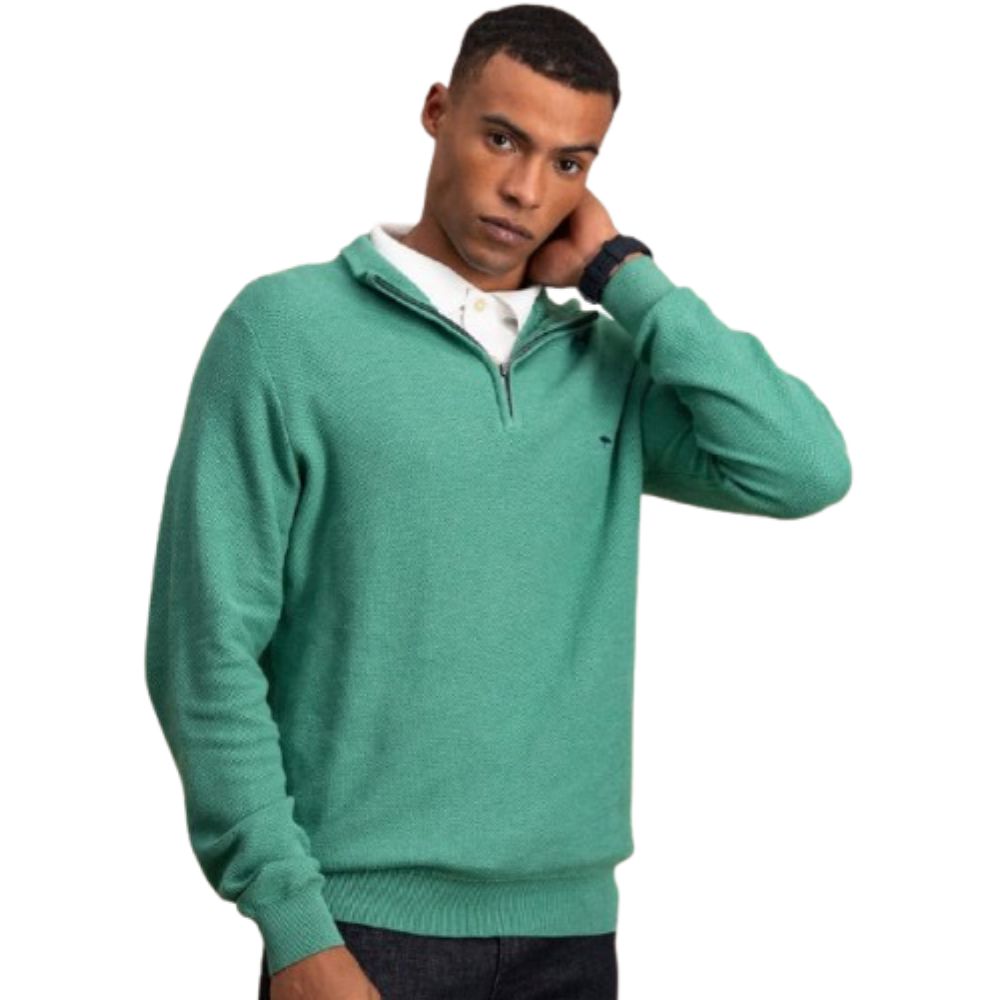 FYNCH HATTON KNITTED TURTLENECK COLLAR MEN GRASS GREEN SWEATER